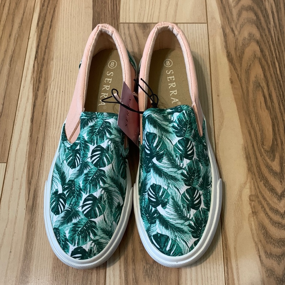 Leaf Pattern Slip-On Sneakers.  Never worn. NWT